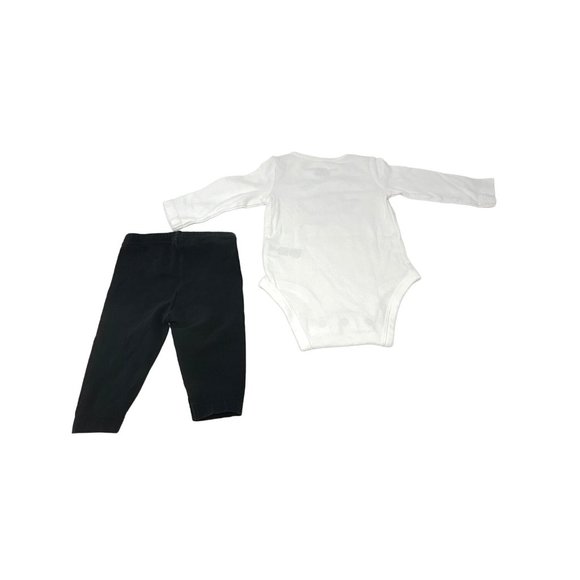 2 Baby Girl Matching Outfits - Orange Leggings, White Long Sleeve Shirt, Black L - Picture 5 of 9